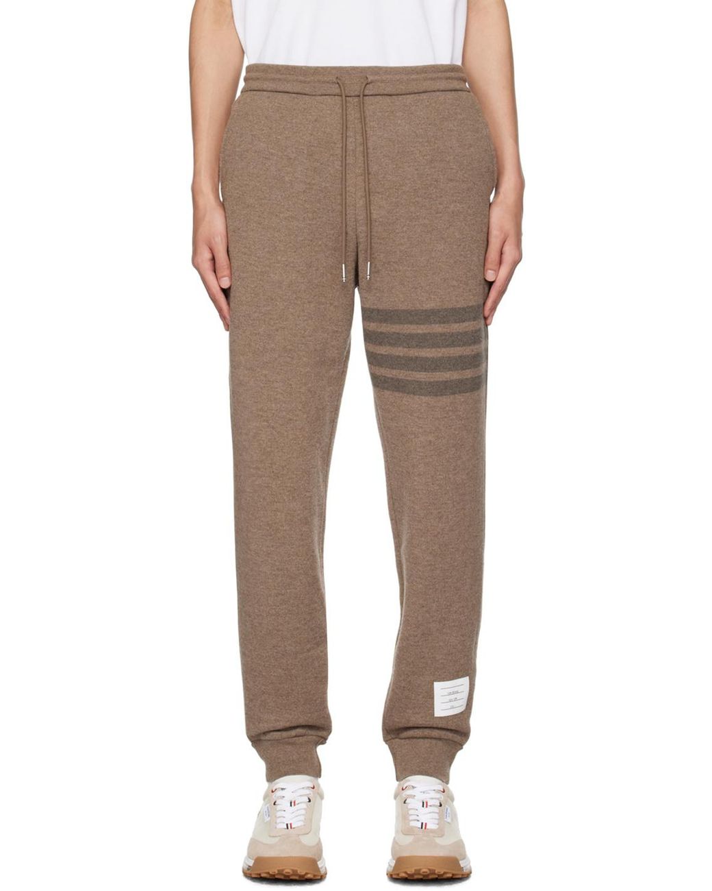 Thom Browne Black Four Bar Drawstring Joggers for men