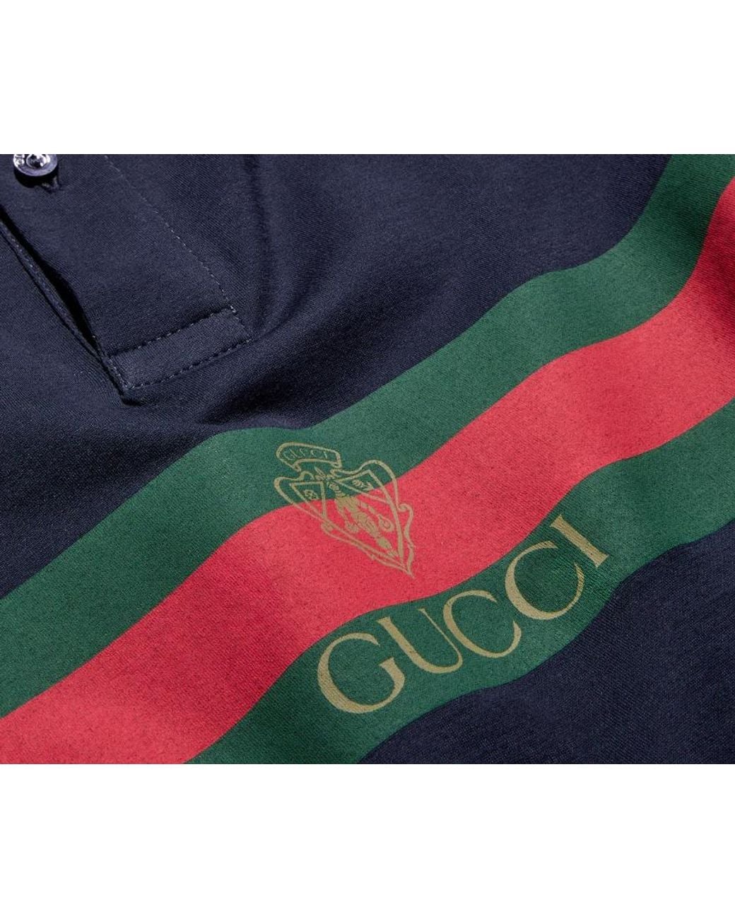 Gucci Blue Web Detailed Jersey Polo Shirt for men