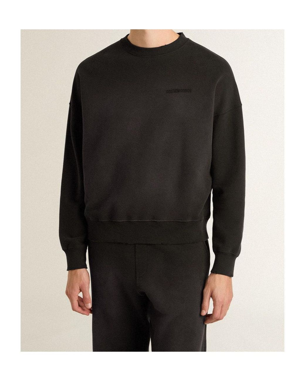 Golden Goose Deluxe Brand Black Logo Printed Crewneck Sweatshirt for men