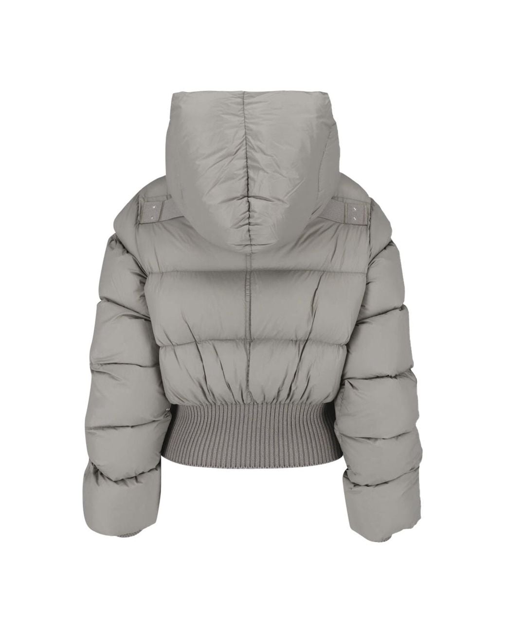 Rick Owens Gray Hooded Short Down Jacket