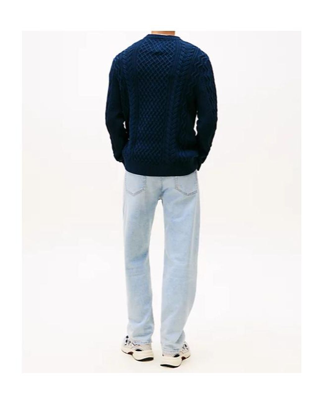 Tommy Hilfiger Blue Tommy Badge Cable Knit Slim Jumper for men