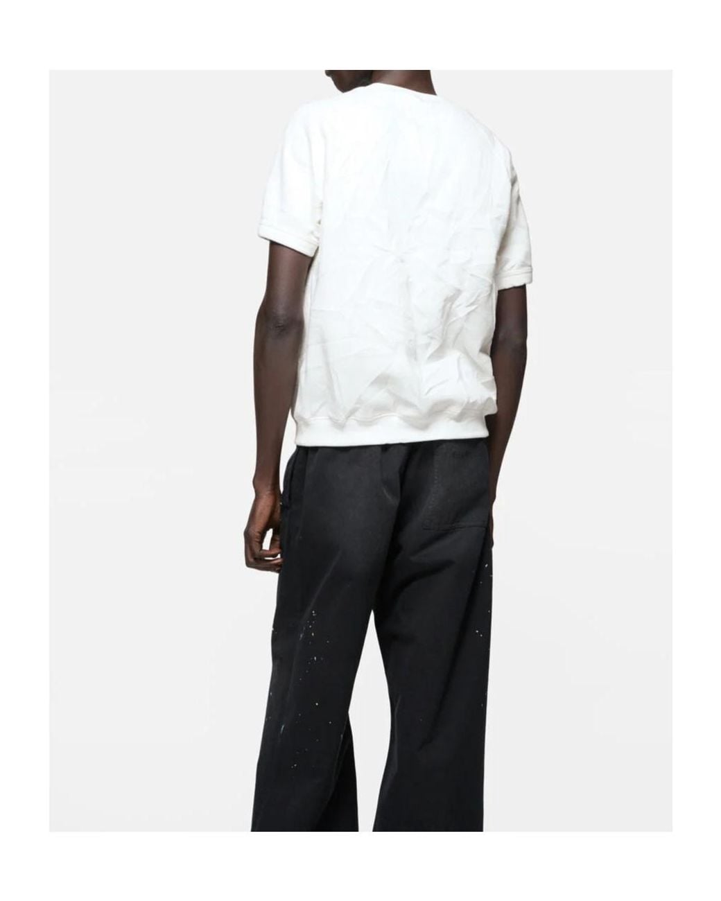 Acne White Crinkled Fleece T-Shirt for men