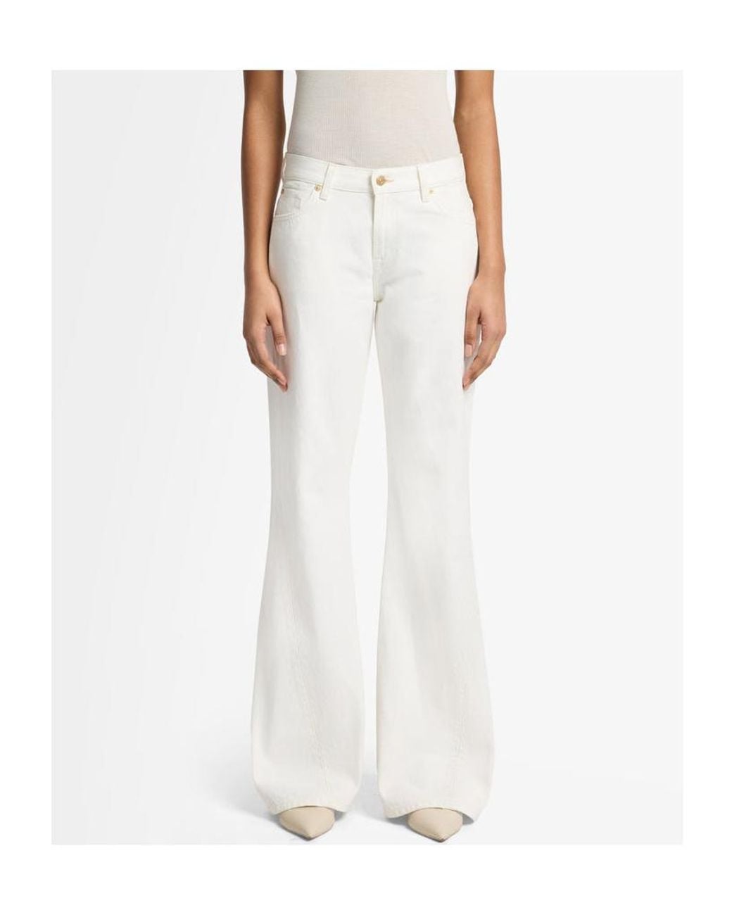 7 For All Mankind White Slim Illusion Twisted Seam Spencer Flare