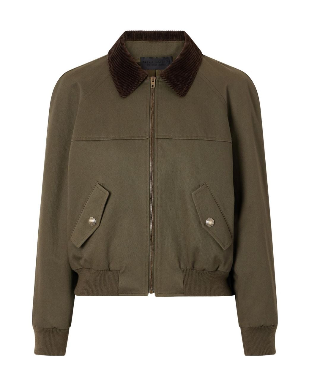 Nili Lotan Green Corduroy-Trimmed Cotton-Twill Jacket