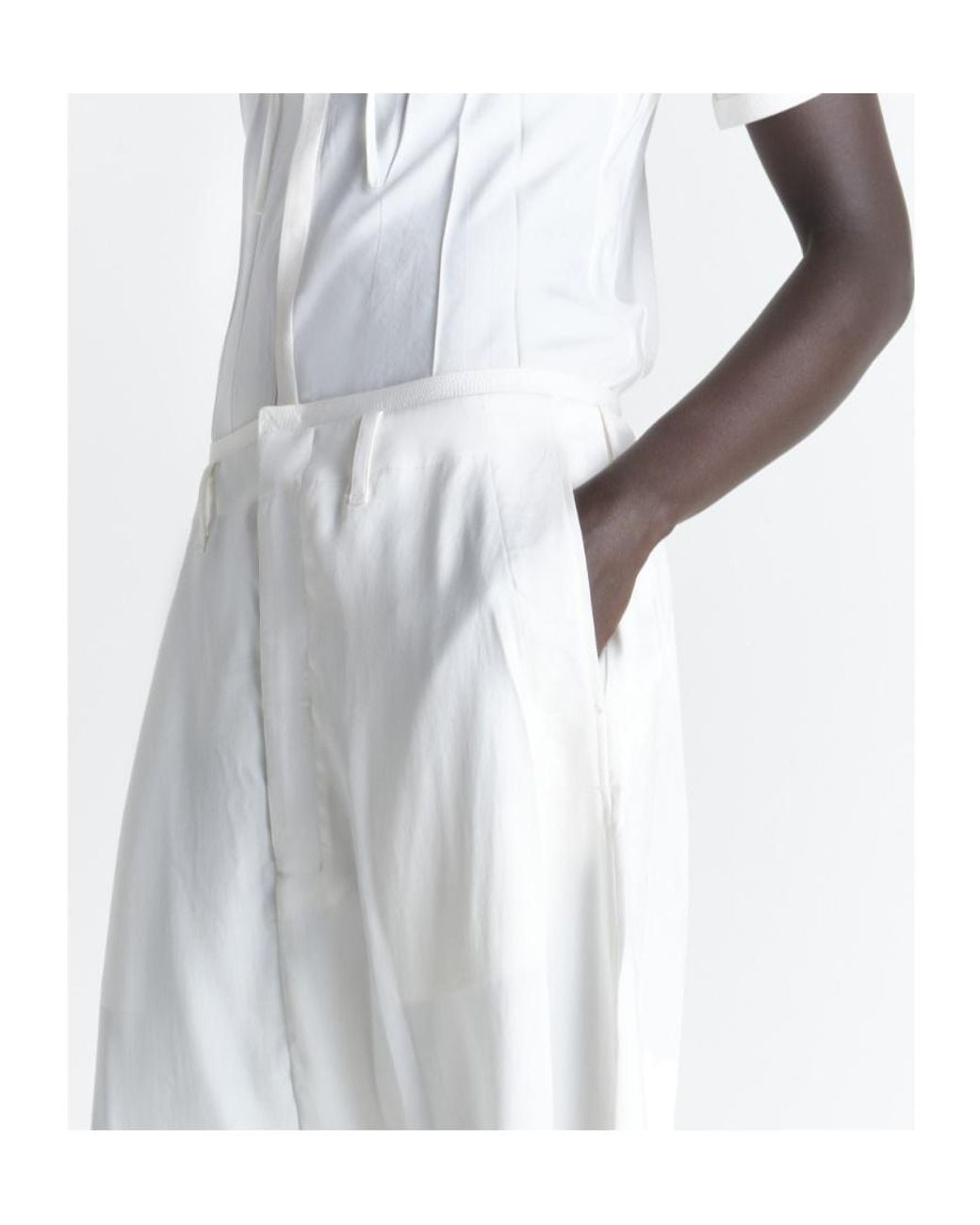 Lemaire White Pleated Bermuda Shorts