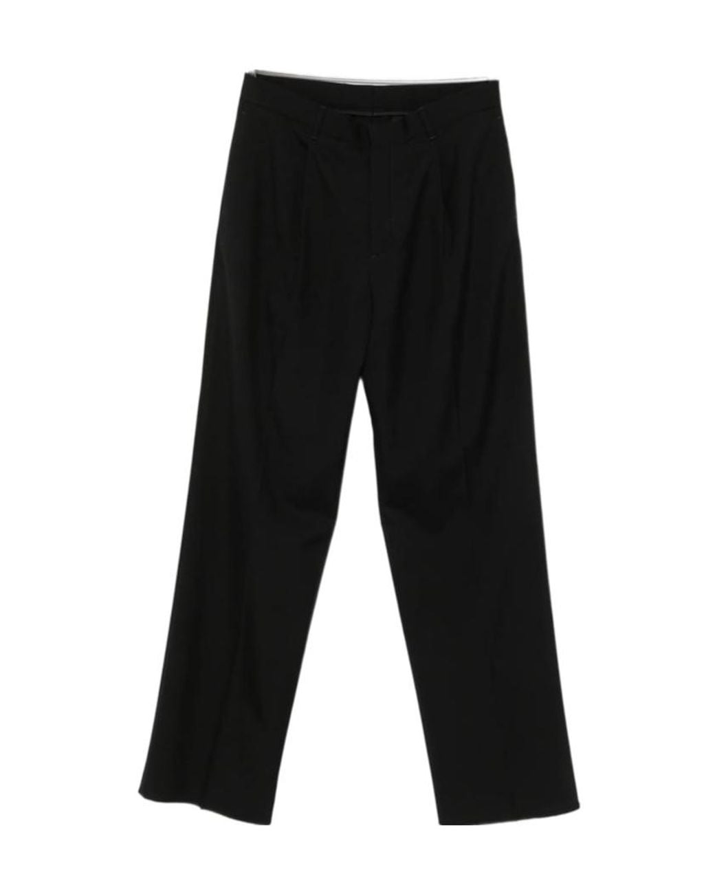 Lardini Black Pleated Wide-Leg Trousers for men