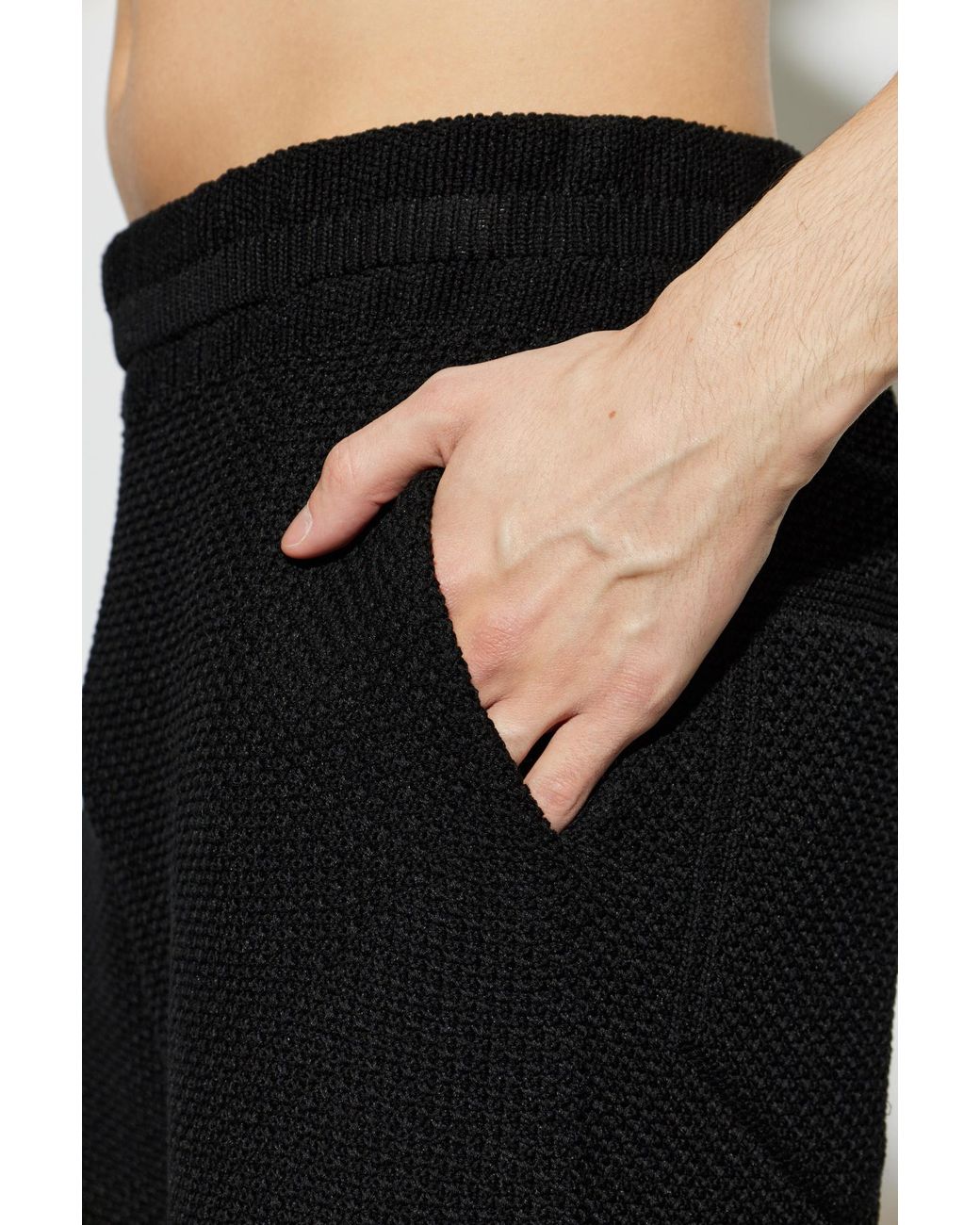 Homme Plissé Issey Miyake Black Homme Plissé Issey Miyake Rustic Knitted Shorts for men