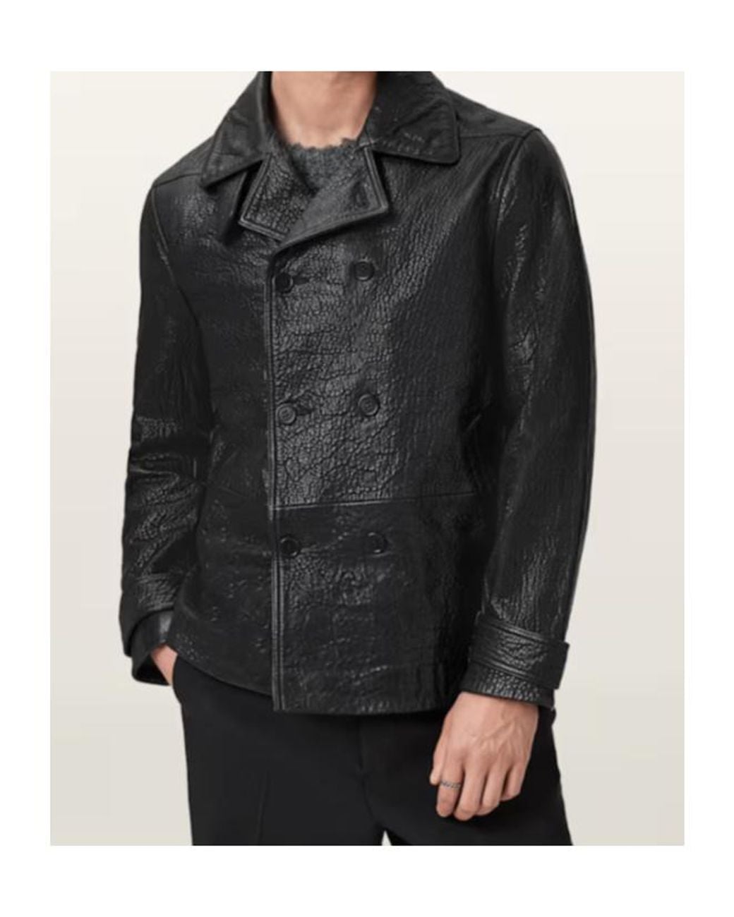 AllSaints Black Hamlet Leather Jacket for men