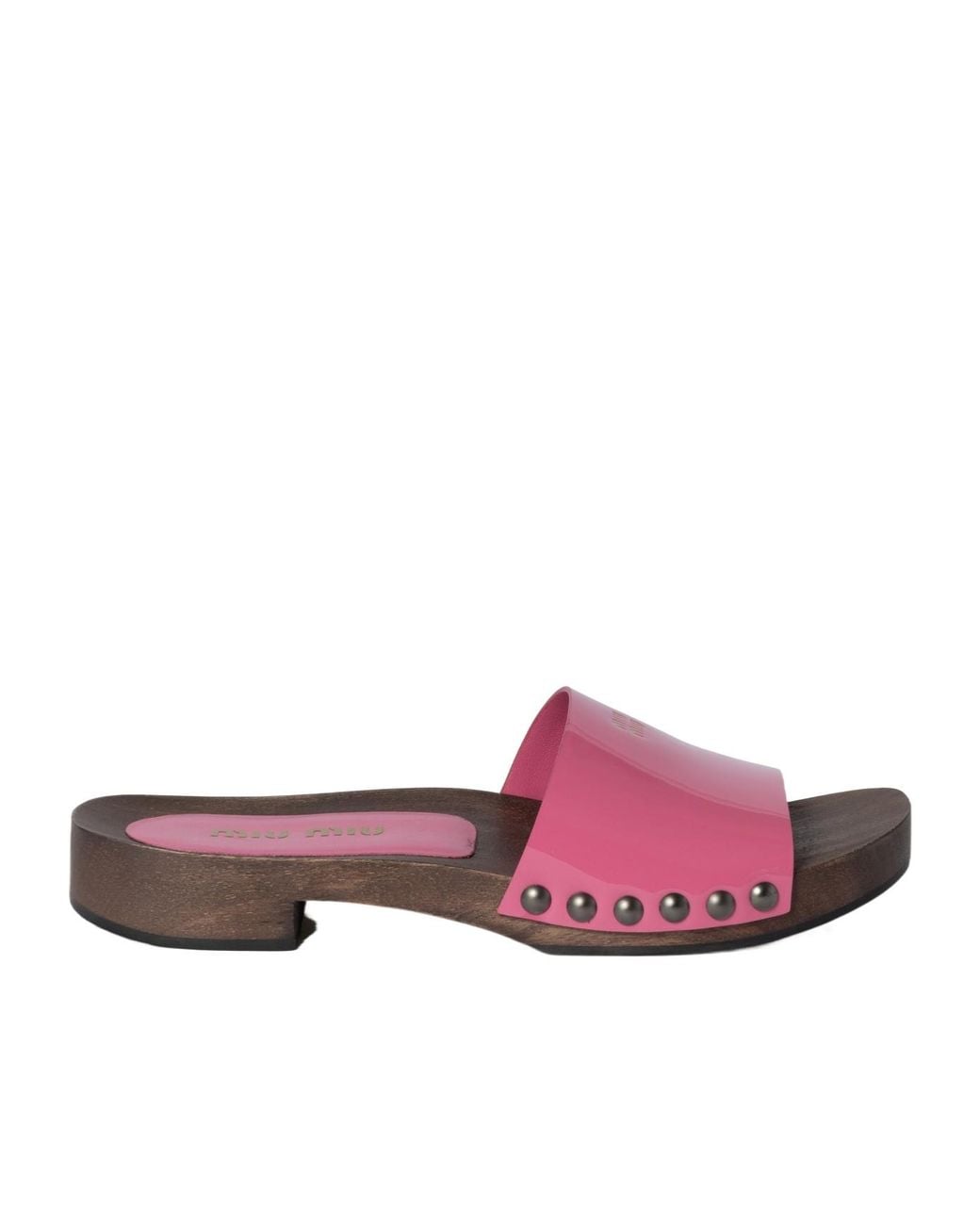 Miu Miu Pink Logo-Printed Slides