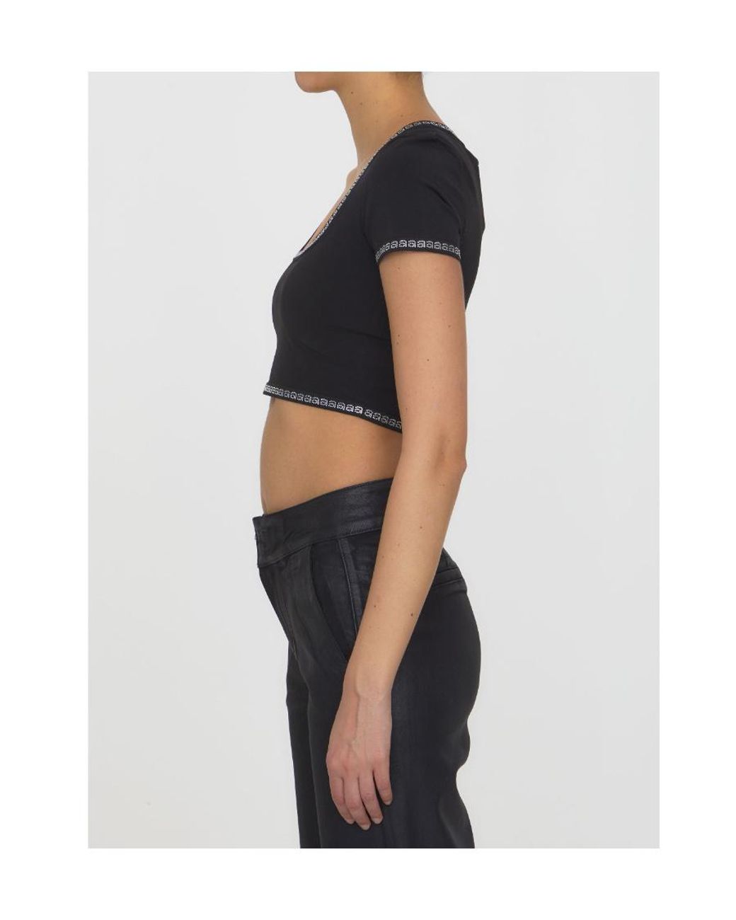 Alexander Wang Black Logo-Detailed Crop Top