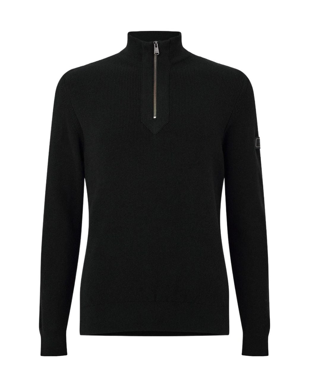 Barbour Black Quarter Zip Rib Knit Sweater for men