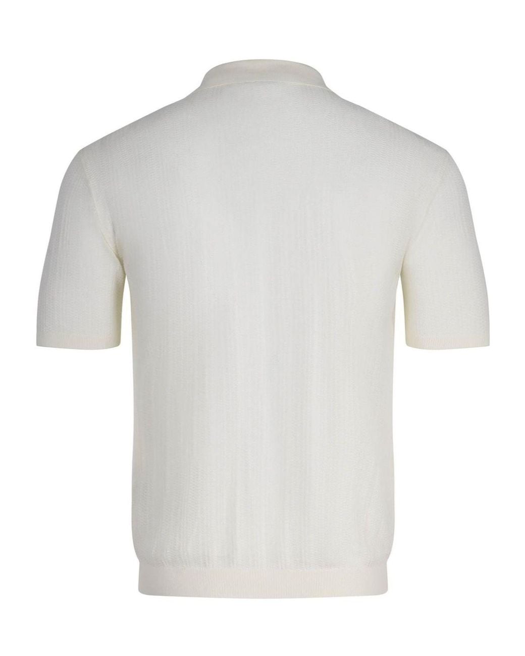 Emporio Armani White Half-Zipped Short-Sleeved Knitted Polo Shirt for men