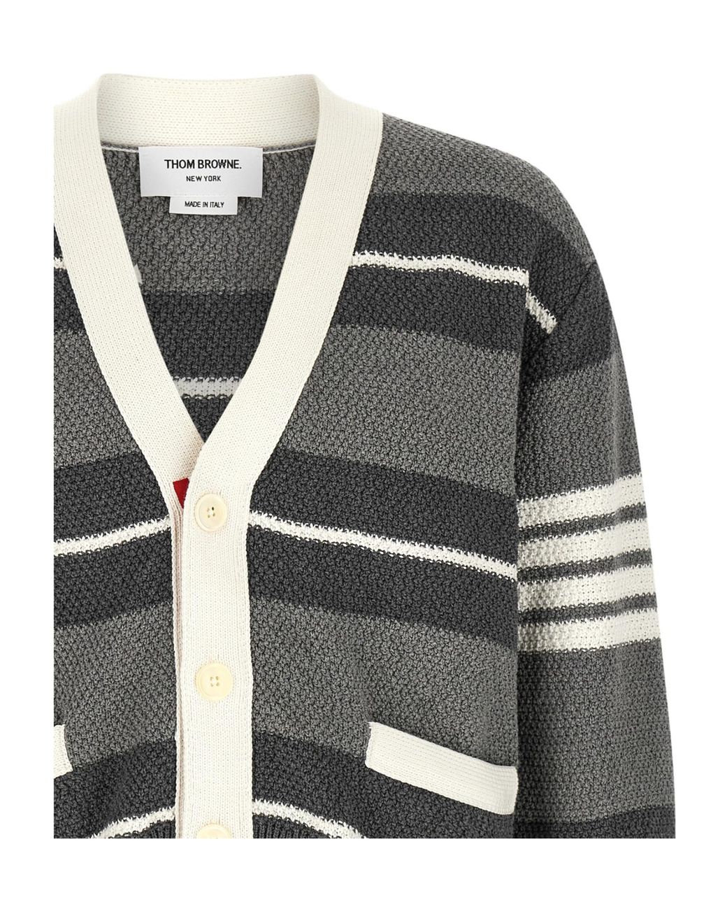 Thom Browne Gray Striped Cardigan for men