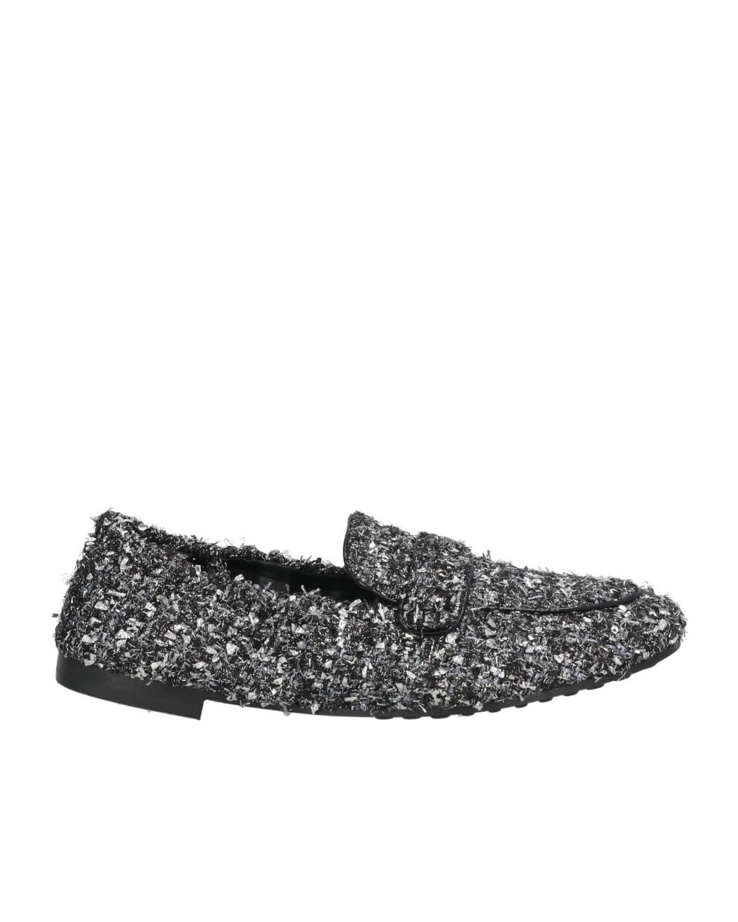 Tory Burch Gray Metallic Round Toe Loafers