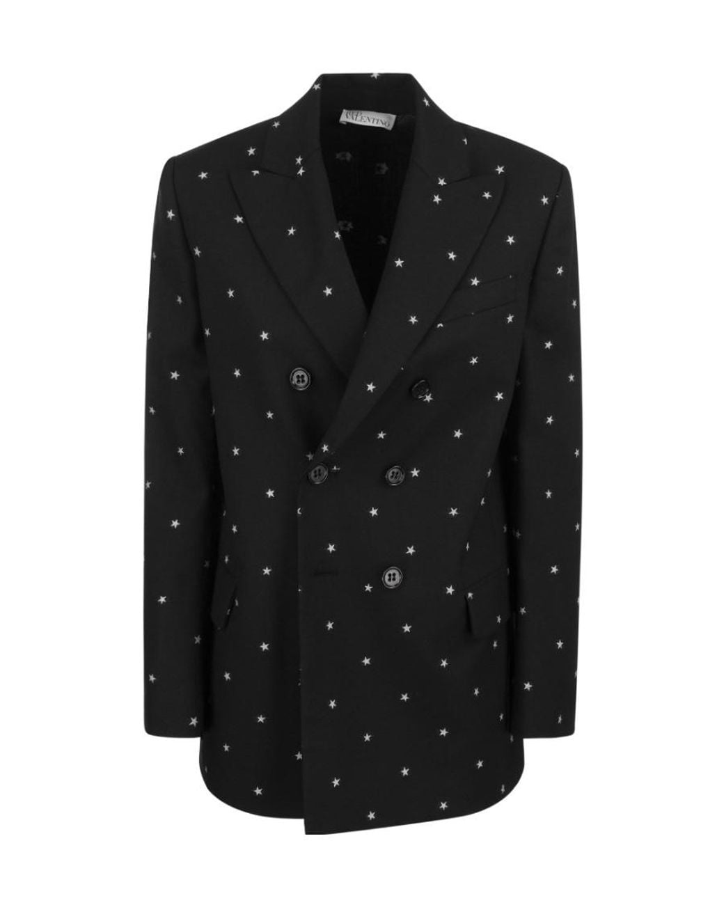 RED Valentino Black Star-Printed Double Breasted Blazer