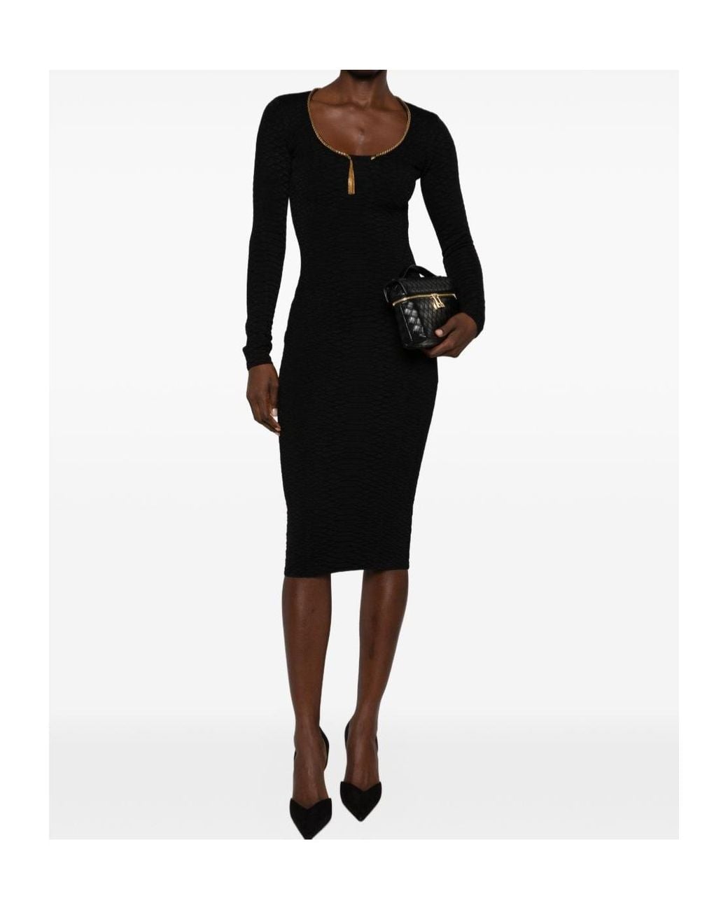 Elisabetta Franchi Black Snake-Print Knit Dress