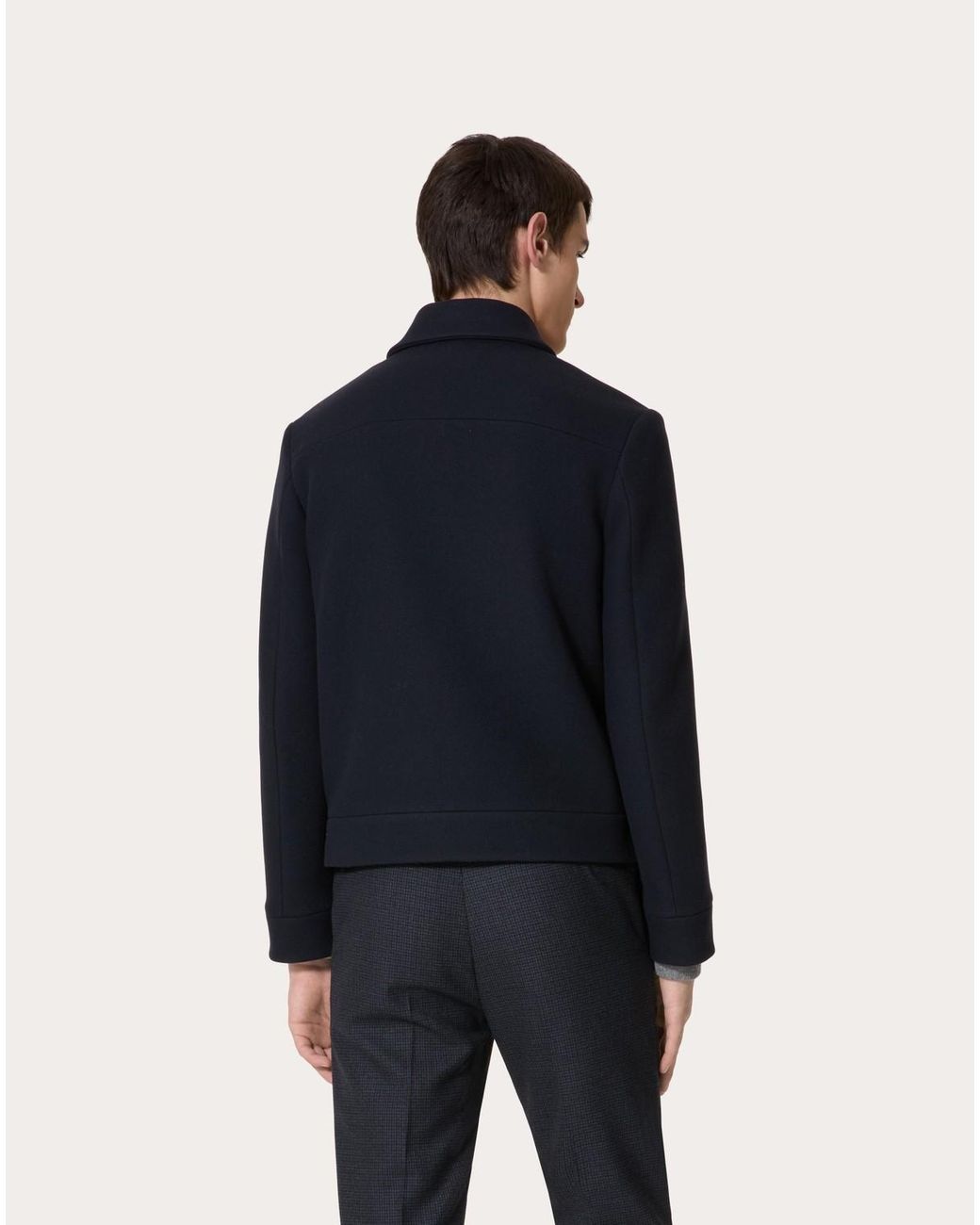 Valentino Blue Zip-Up Straight Hem Jacket for men