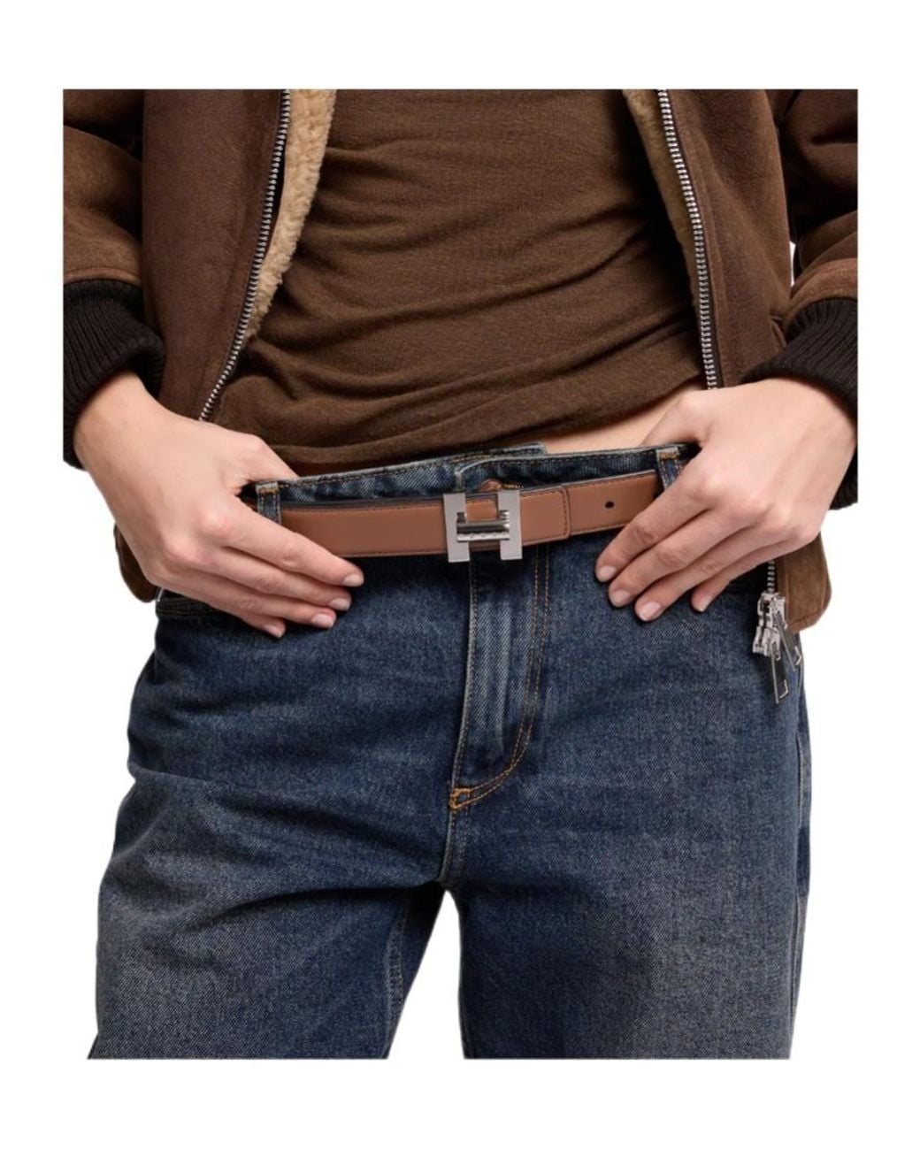Hogan Brown Logo Plaque Belt