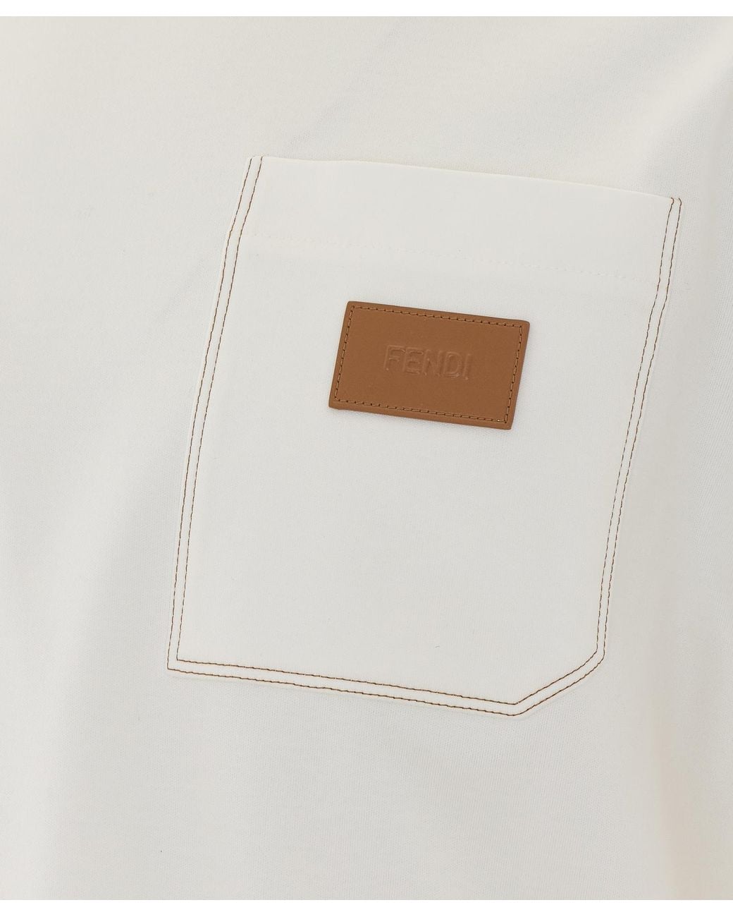 Fendi White Logo Patch Crewneck T-Shirt for men