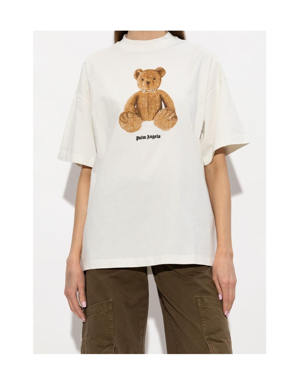 Palm Angels White Bear Printed T-Shirt