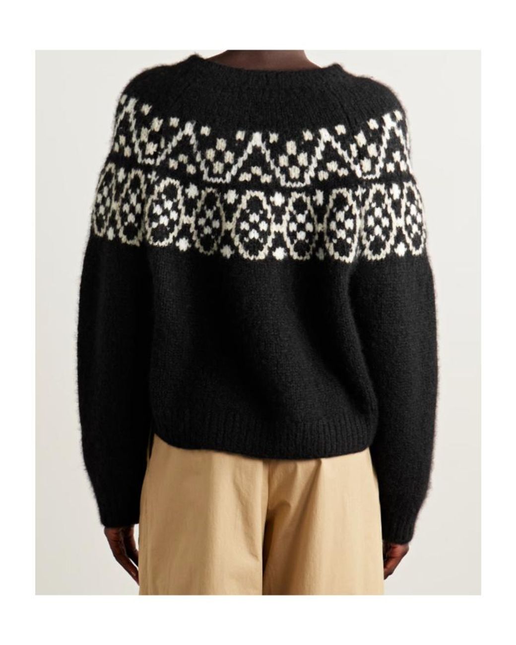 Nili Lotan Black Chrissy Fair Isle Jacquard-Knit Sweater