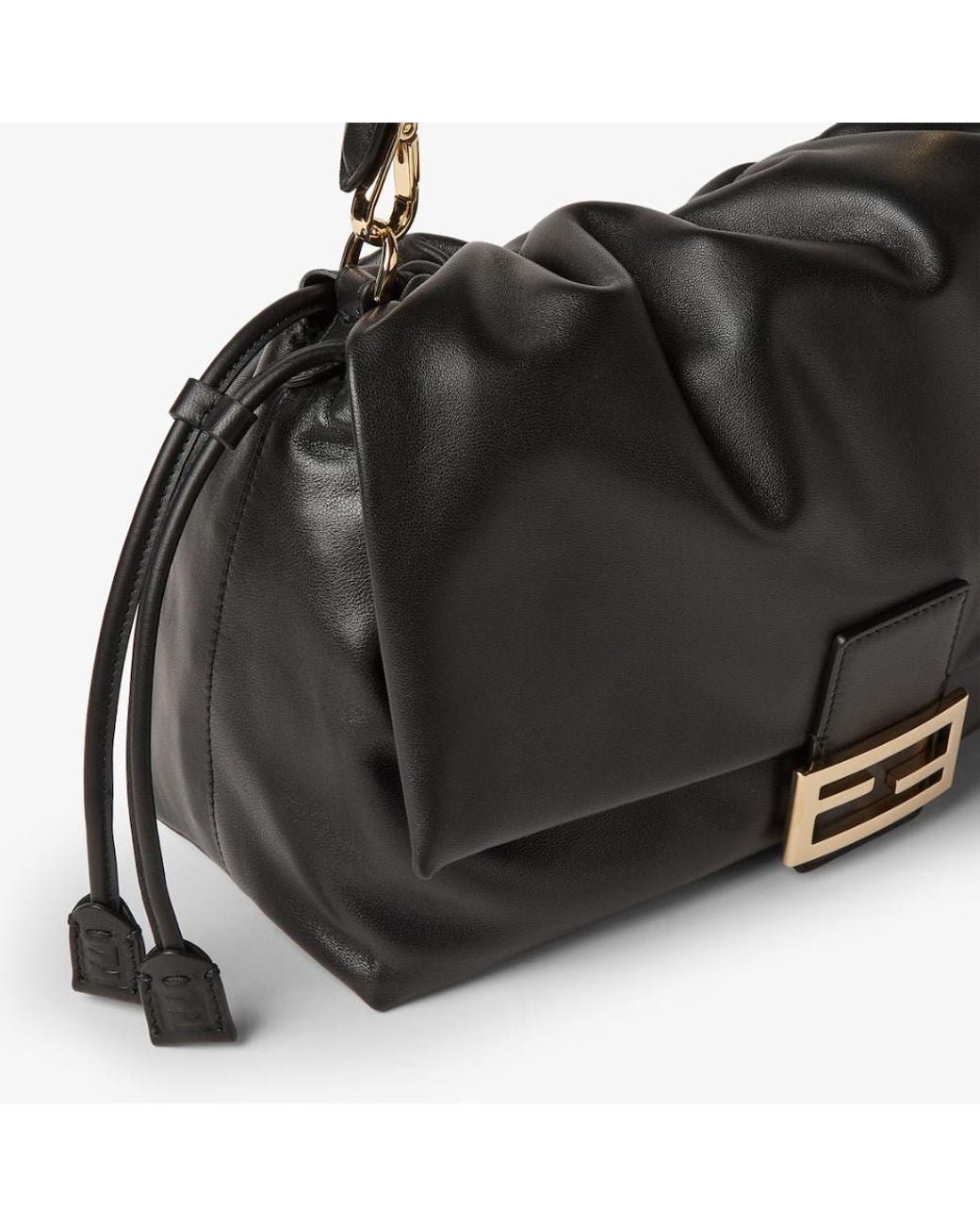 Fendi Black Baguette Soft Large Shoulder Bag