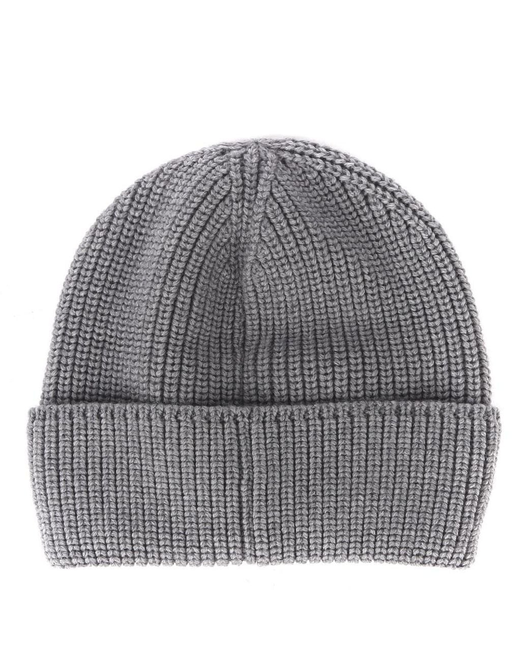 Canada Goose Gray Logo Patch Ribbed-Knit Beanie for men
