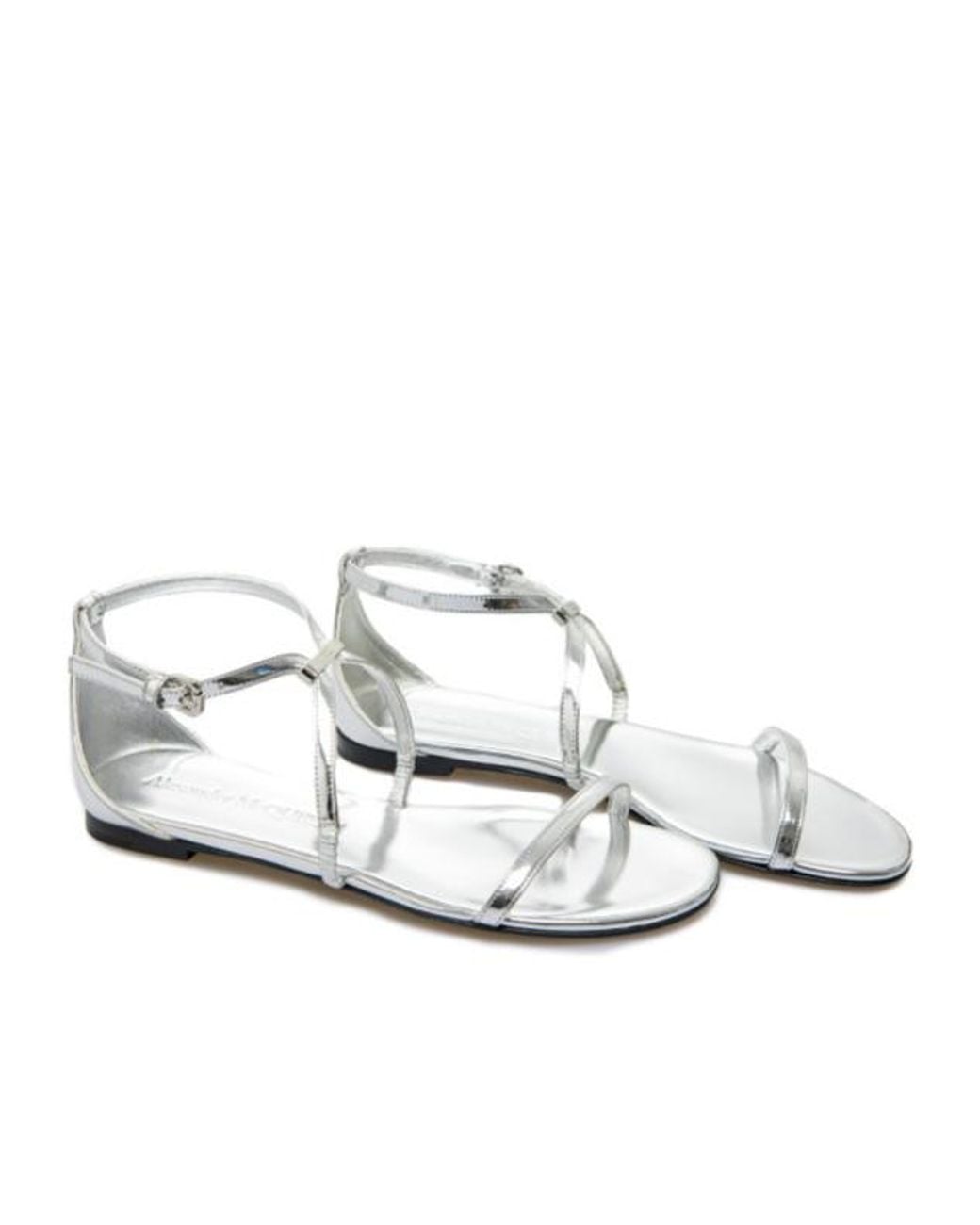 McQueen White Golden Goose Deluxe Brand Strappy Metallic Sandals