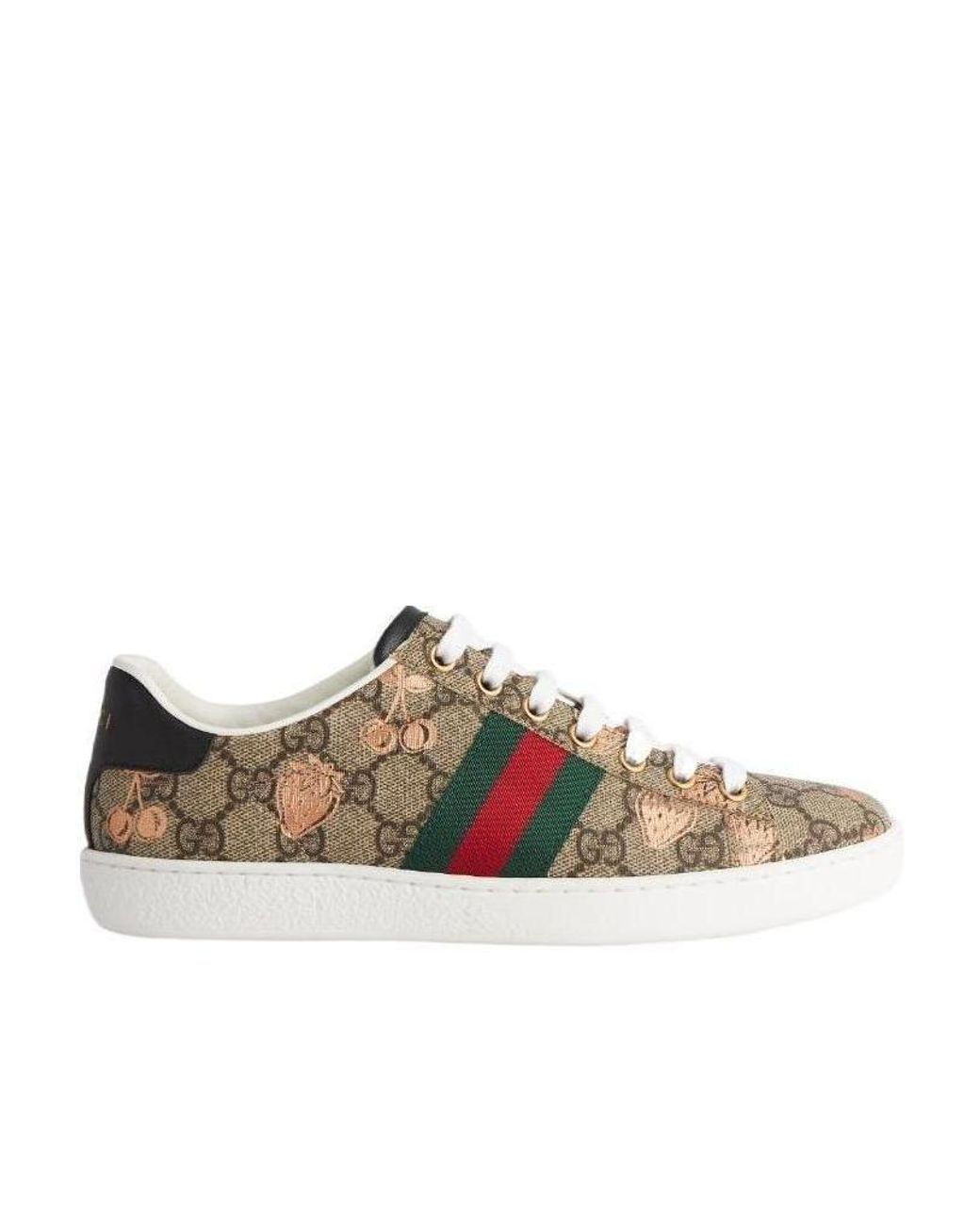 Gucci Brown Ace Berry-Print Sneakers