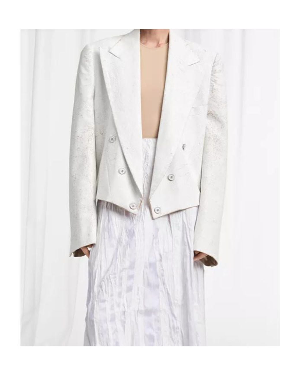 Maison Margiela White Bianchetto Double-Breasted Wool Blazer