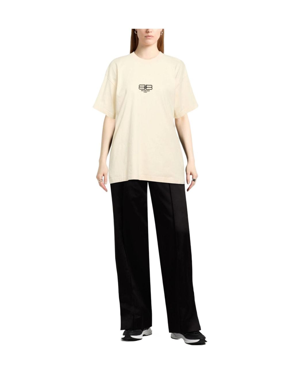 Balenciaga Natural Solid-Color Short-Sleeve T-Shirt