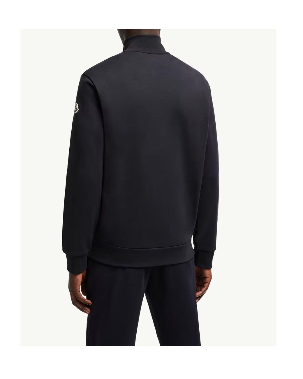Moncler Black Tricolor-Trimmed Cotton Zip-Up Sweatshirt for men