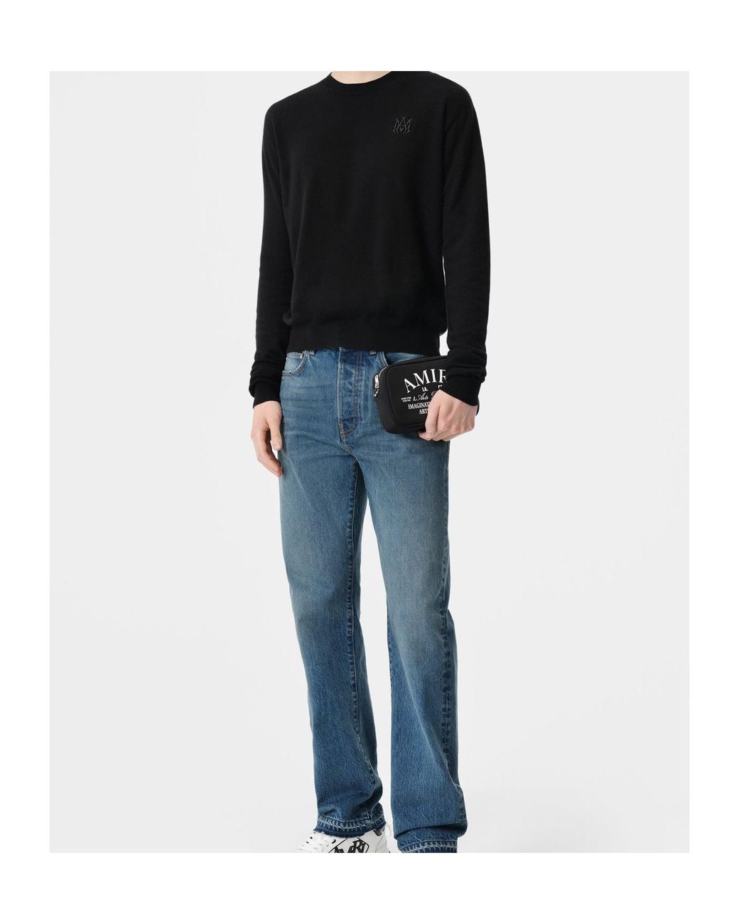 Amiri Black Logo Embroidered Crewneck Jumper for men