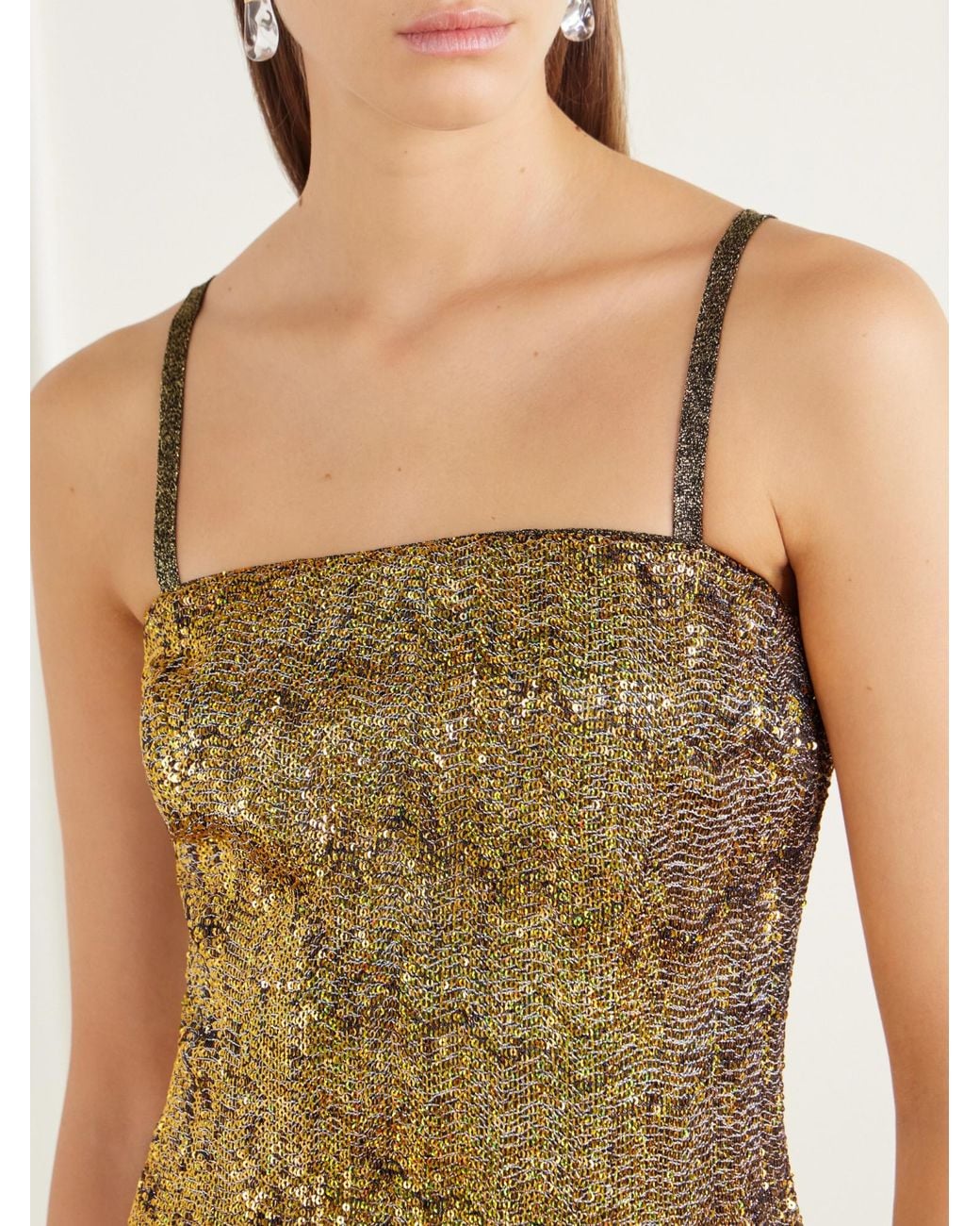 Missoni Green Striped Metallic Crochet-Knit Mini Dress