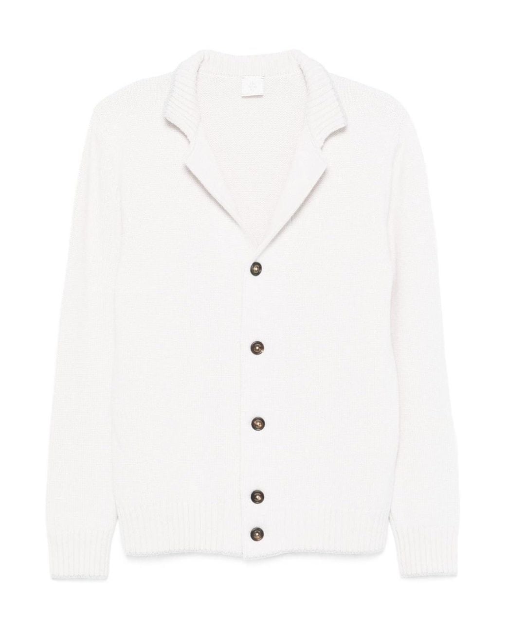 Eleventy White Rib Knitted Cardigan for men