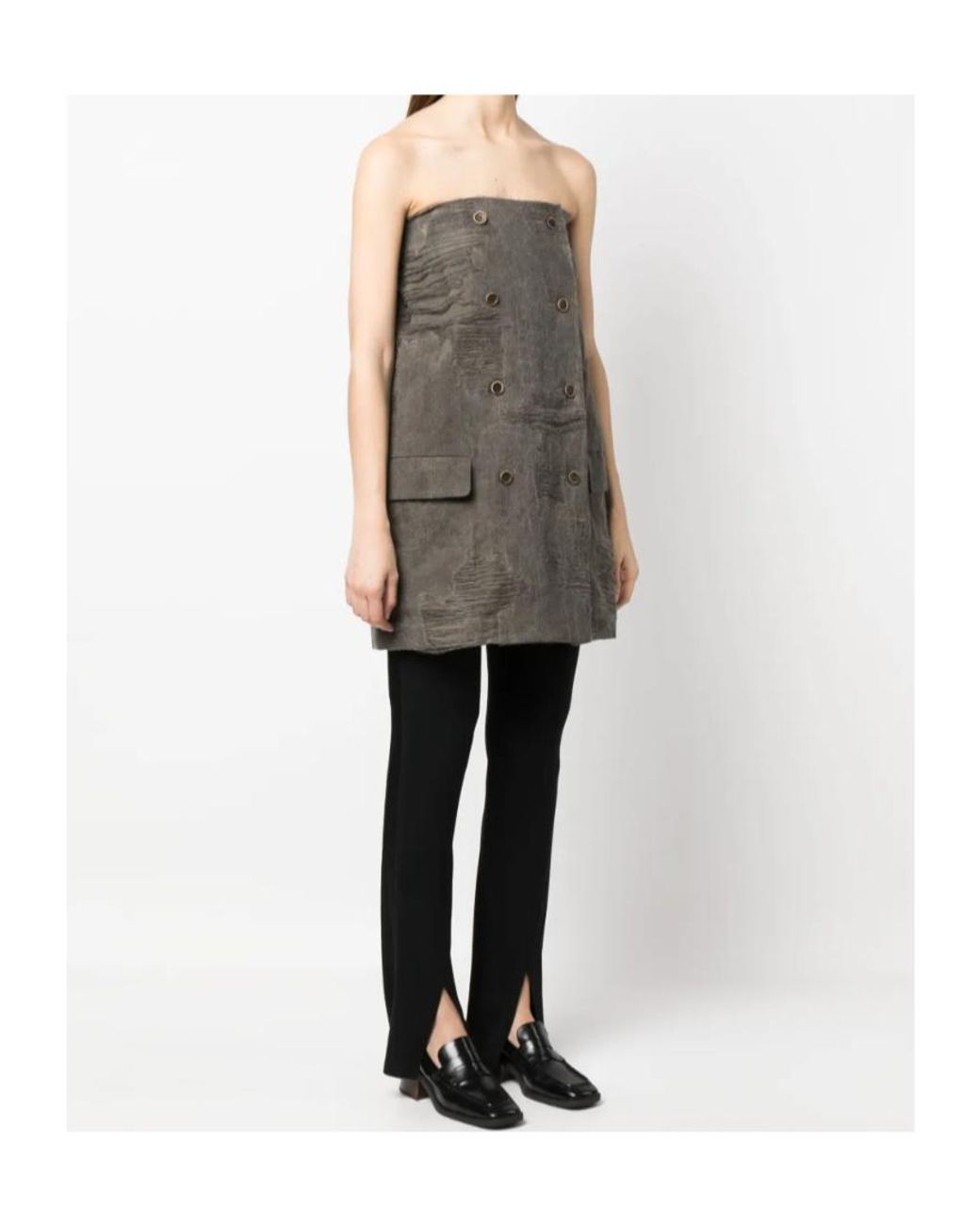 Uma Wang Gray Oversized Distressed Double-Breasted Top