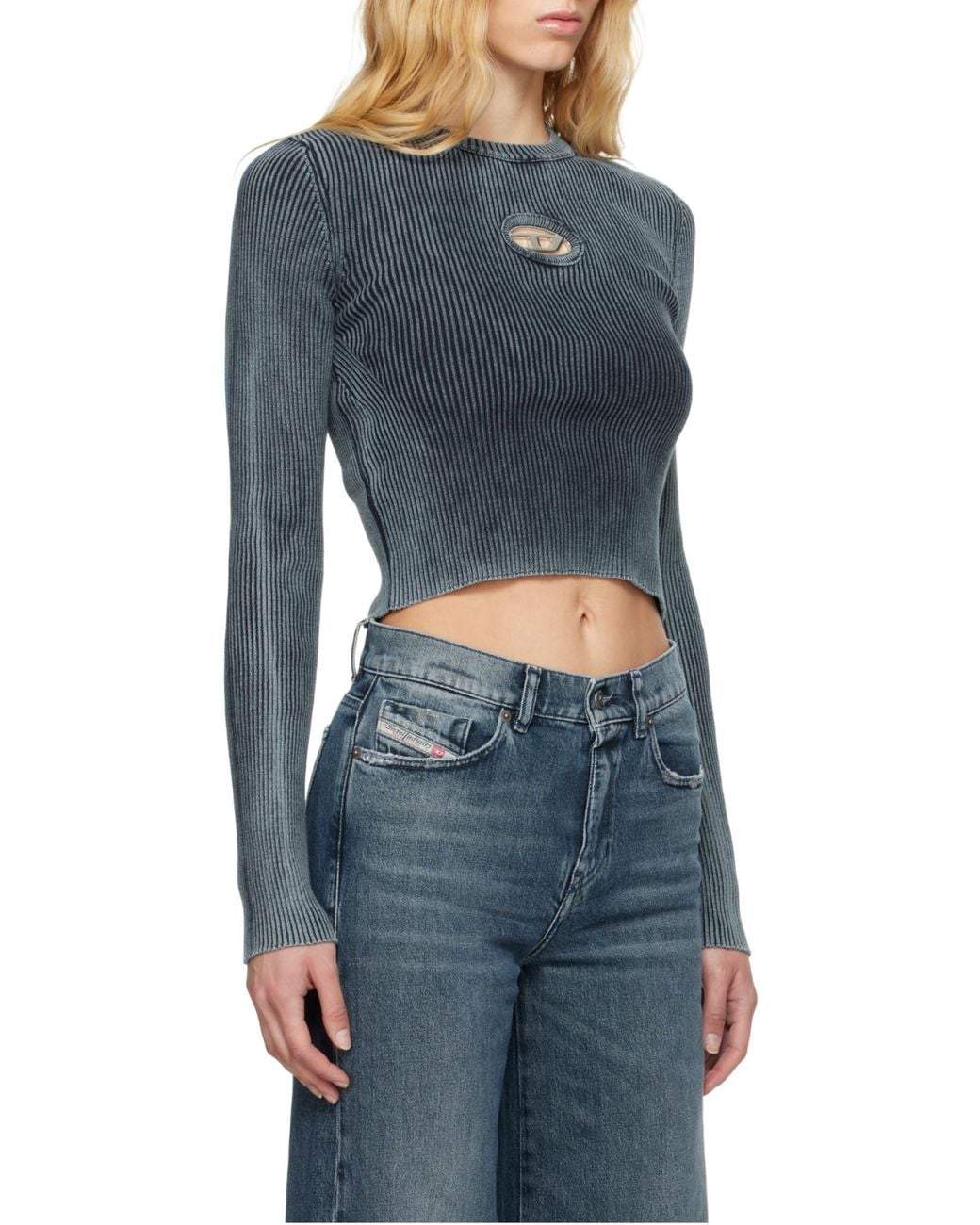 DIESEL Blue M-Anchor-A Oval D Rib-Knit Top