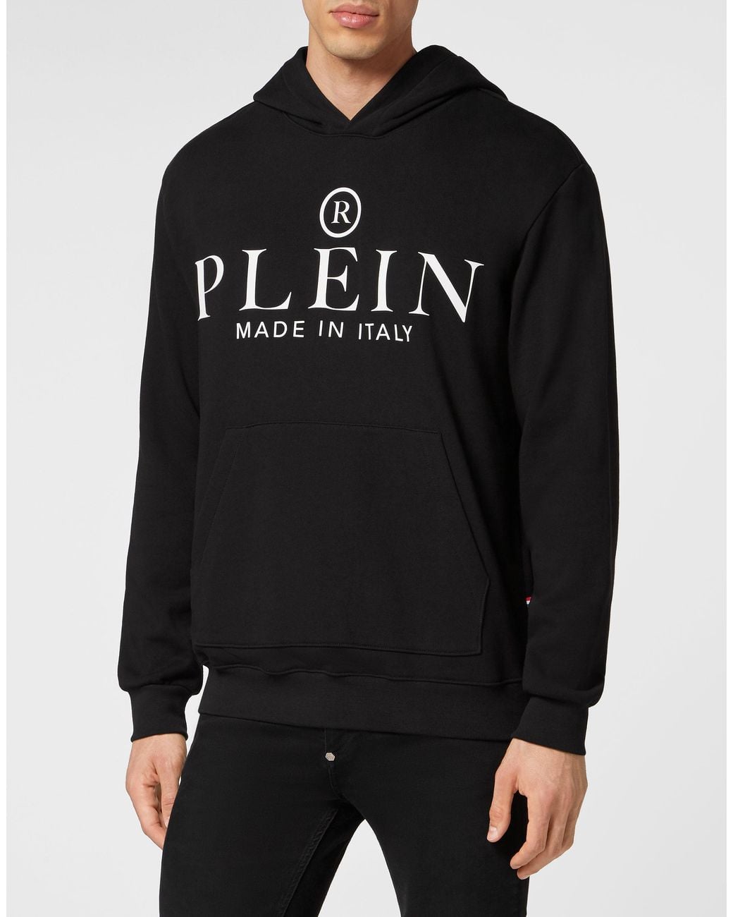 Philipp Plein Black Logo-Print Cotton Hoodie for men