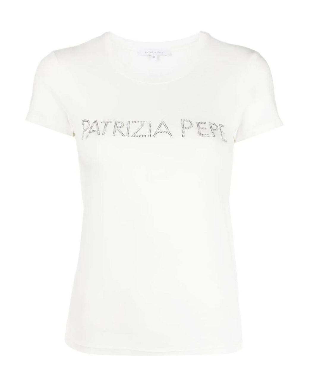 Patrizia Pepe White Embellished Logo Crewneck T-Shirt