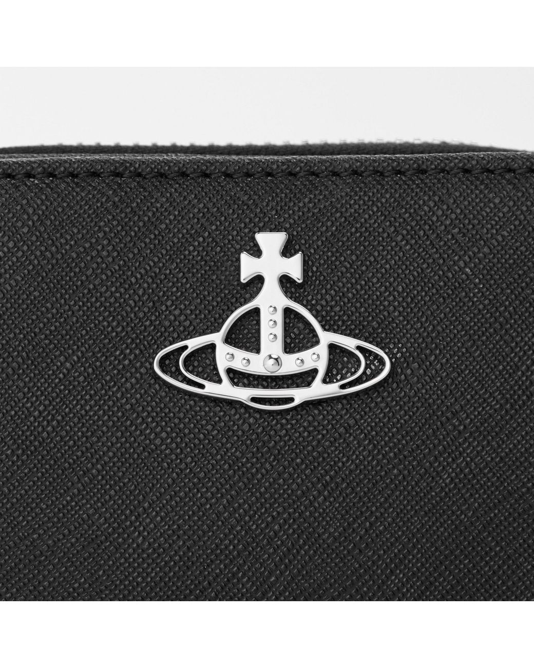 Vivienne Westwood Black Crossgrain Leather Ziparound Short Wallet for men
