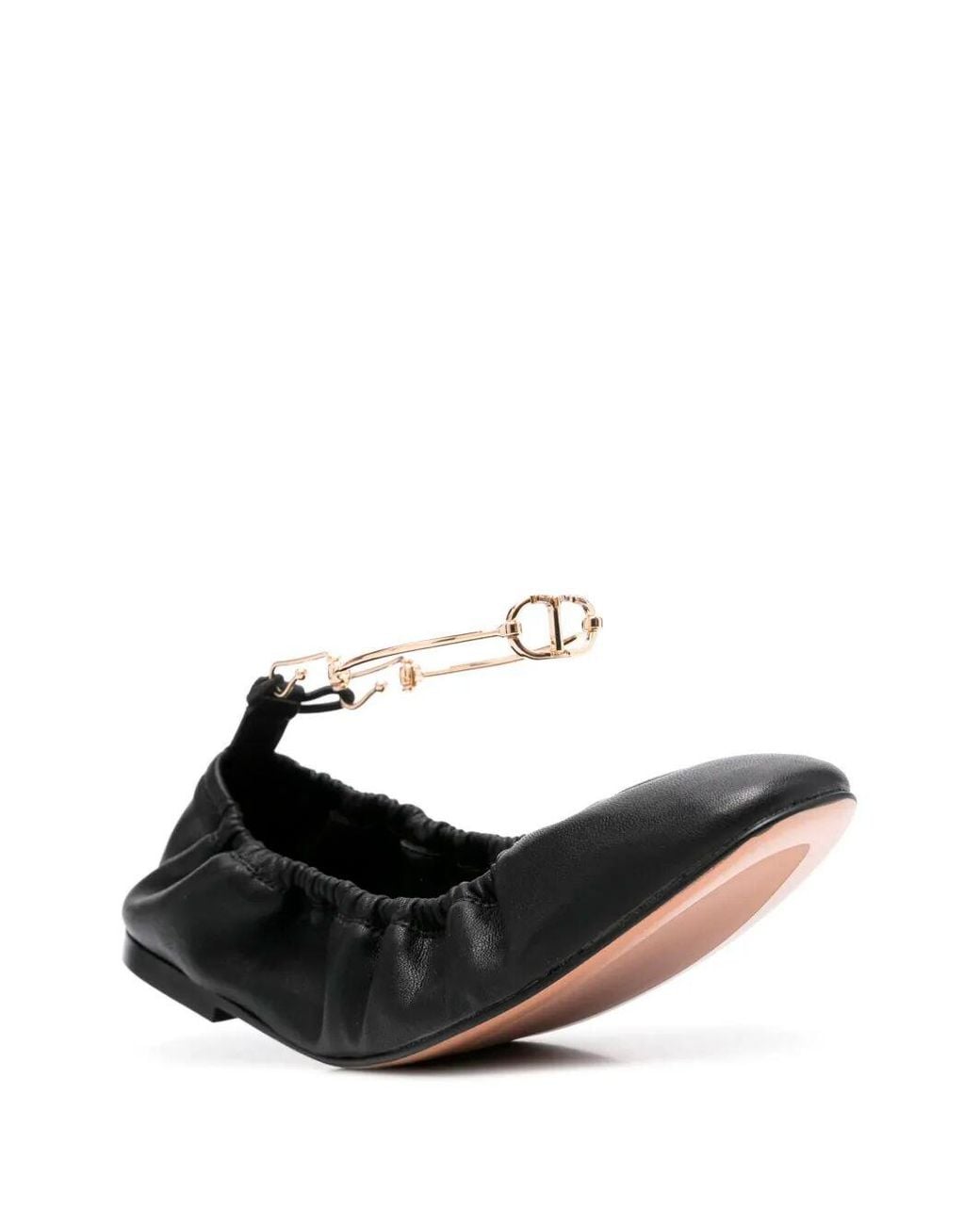 Twinset Black Ankle Strap Flats