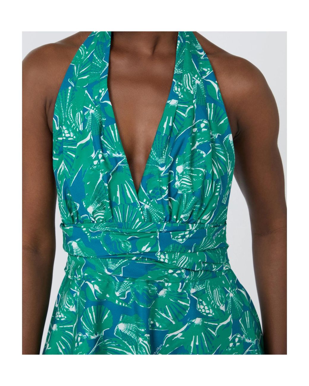 Max Mara Green Halterneck Printed Dress