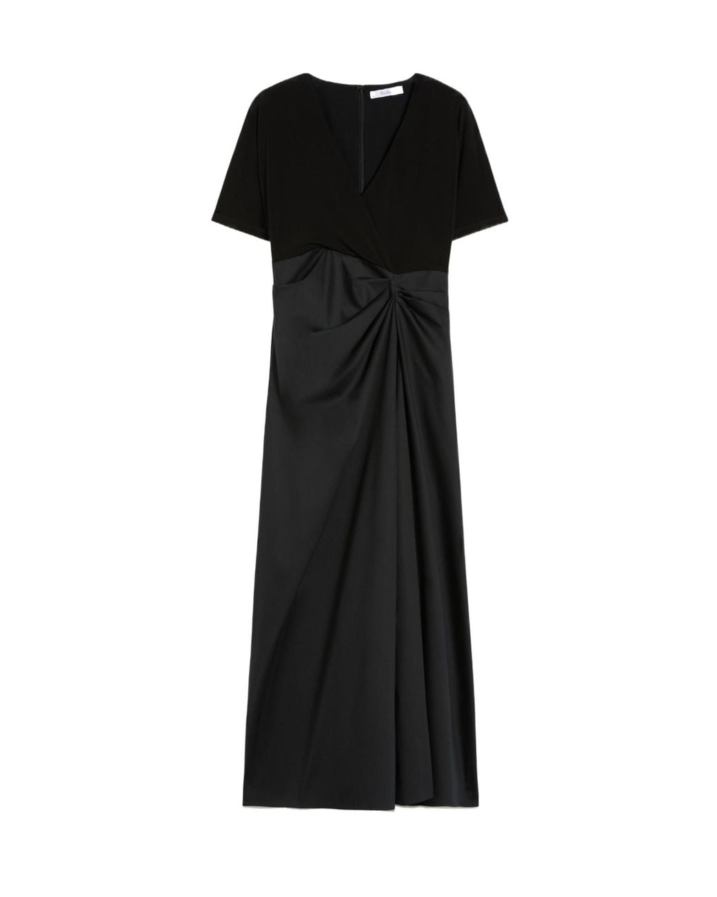 Max Mara Black Grembo Ruched Detailed Midi Dress
