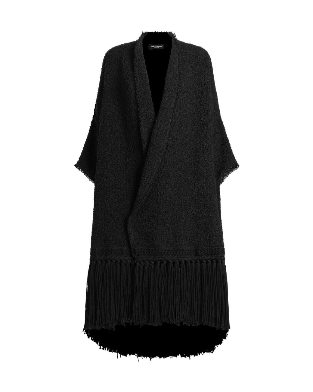 Dolce & Gabbana Black Fringed-Edge Cape