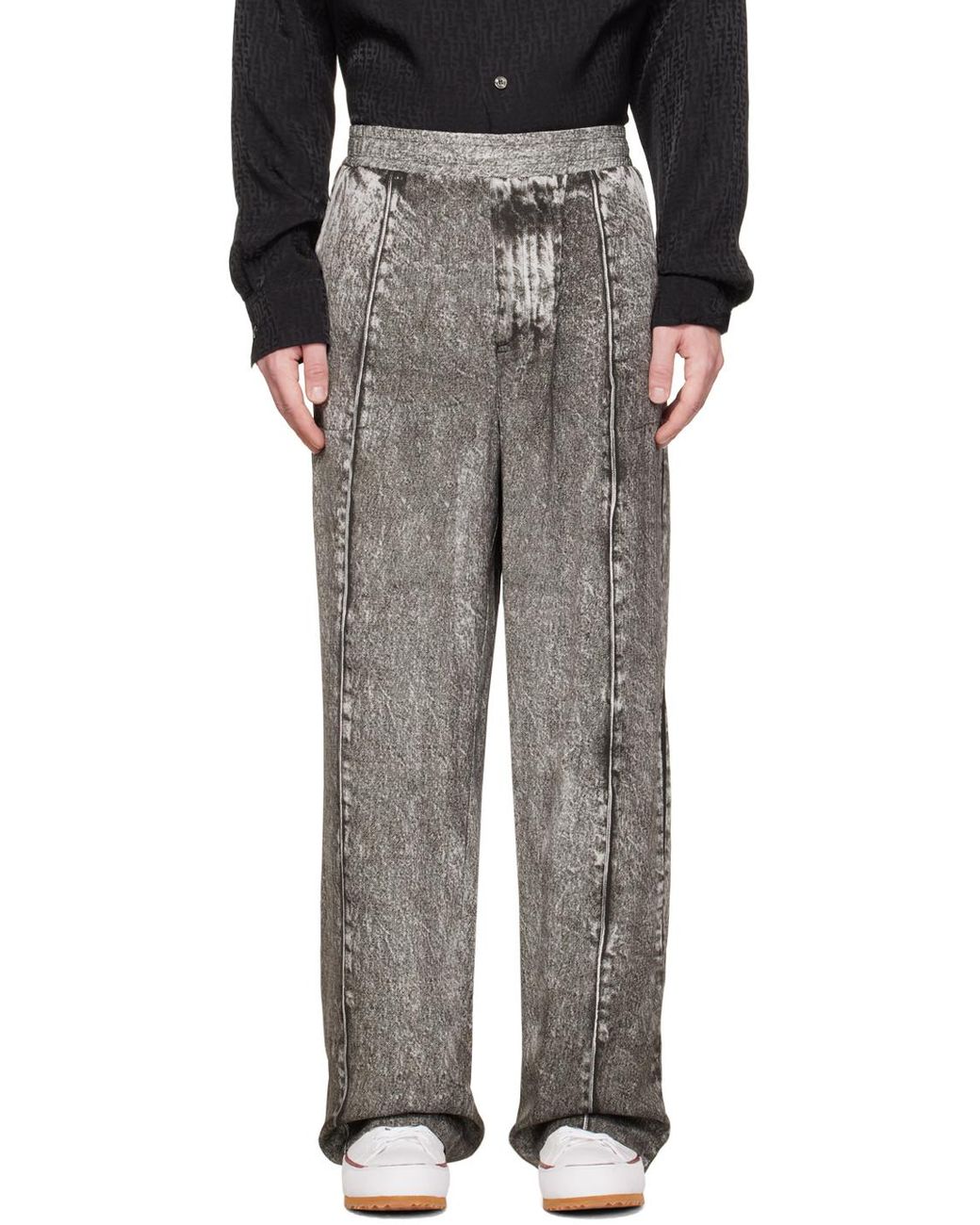DIESEL Gray Faded-Effect Straight-Leg Pants for men