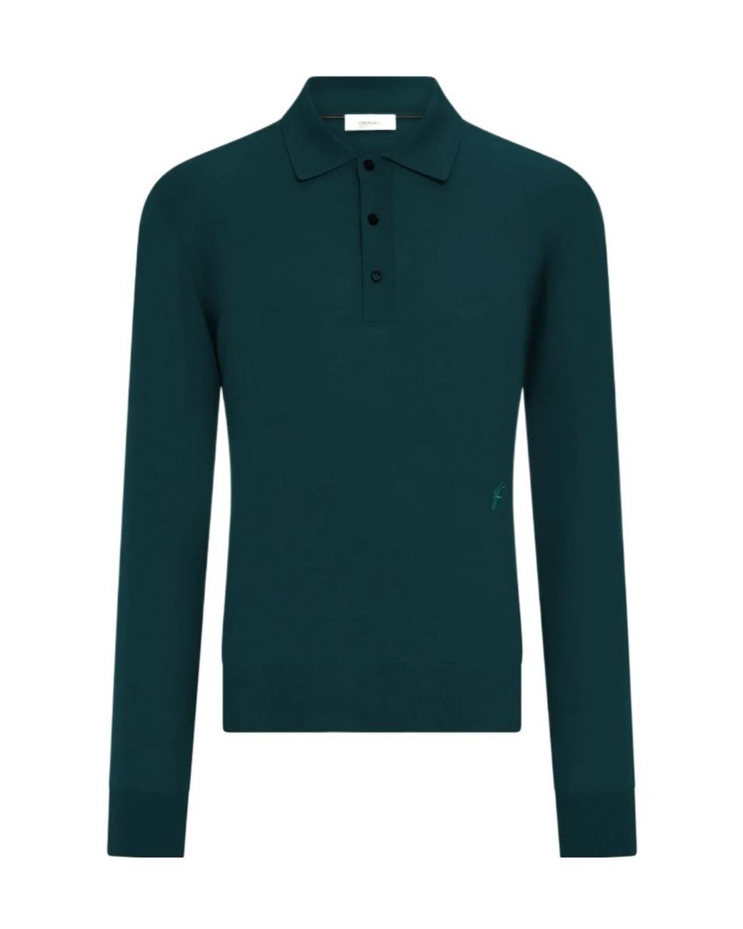 Ferragamo Green Ferragamo Long-Sleeved Polo Shirt for men