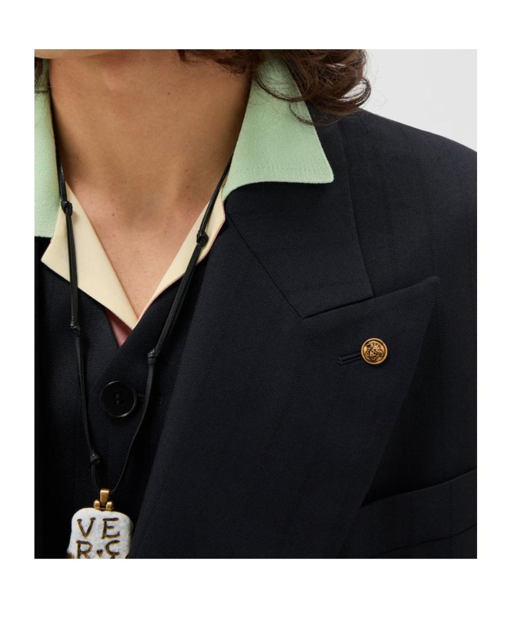 Versace Blue Pinstripe Boxy Blazer for men