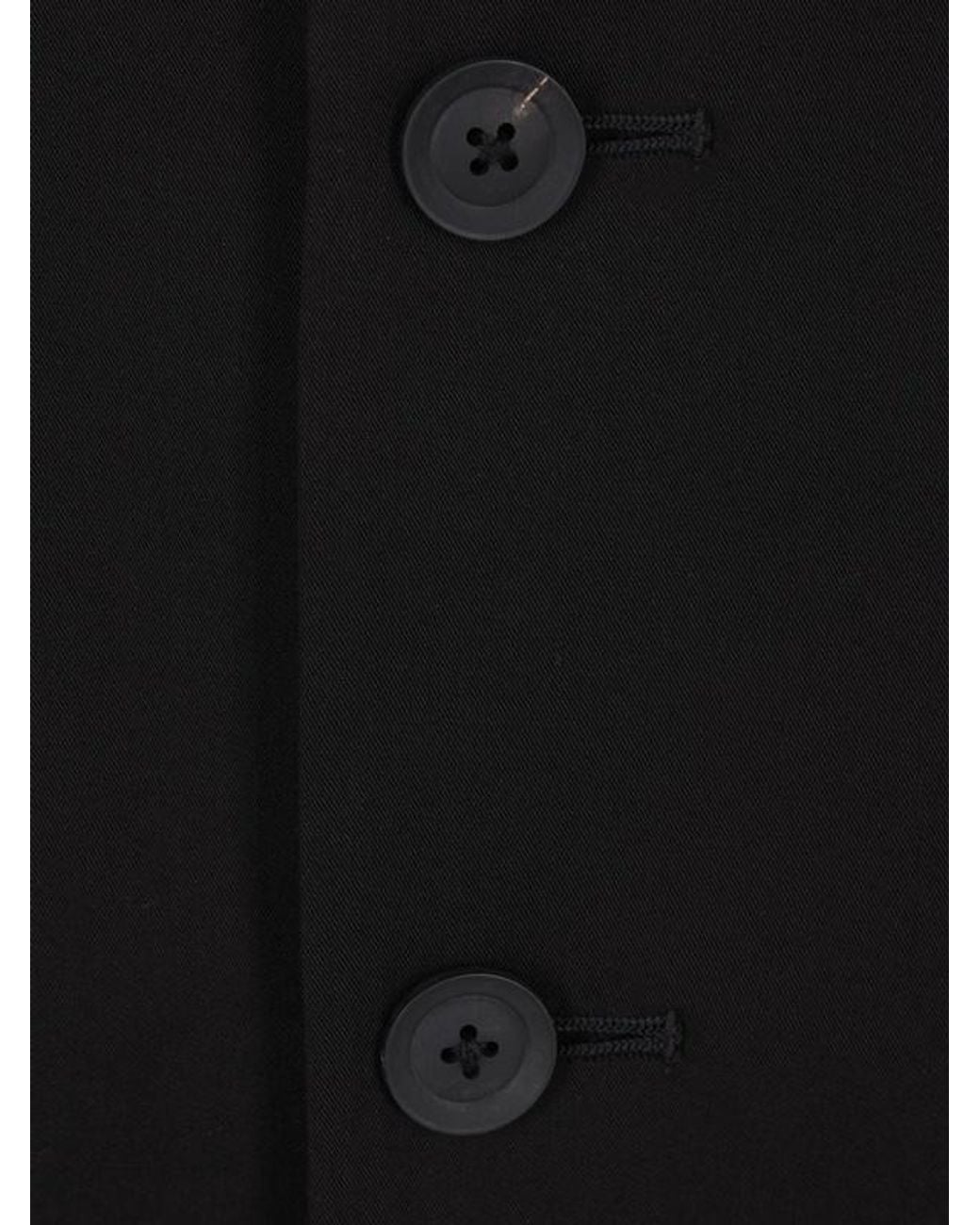 Yohji Yamamoto Black Button-Up Long Coat for men
