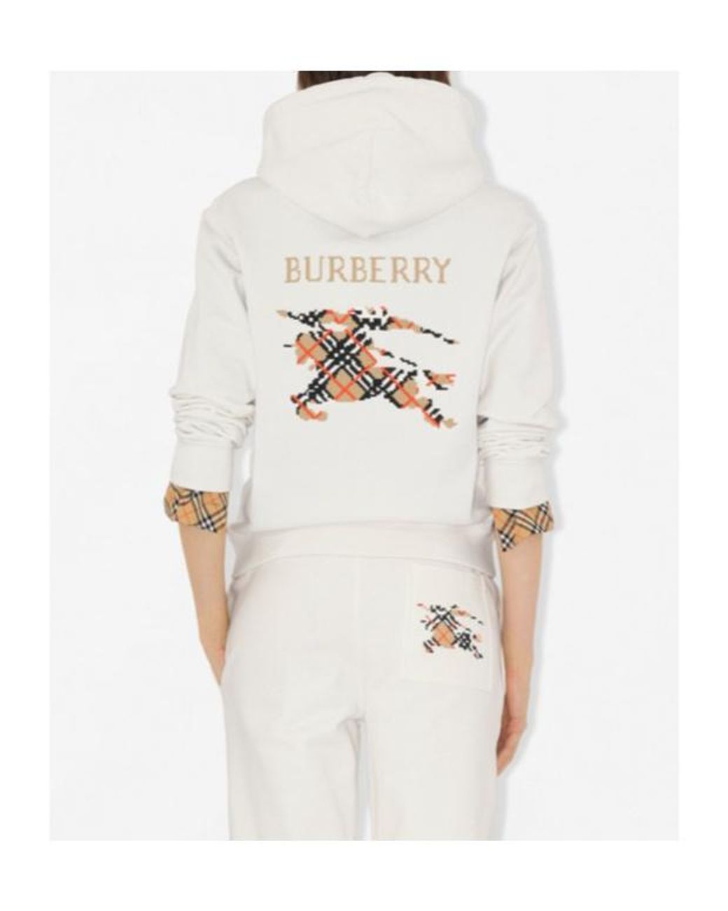 Burberry White Ekd Embroidered Drawstring Hoodie
