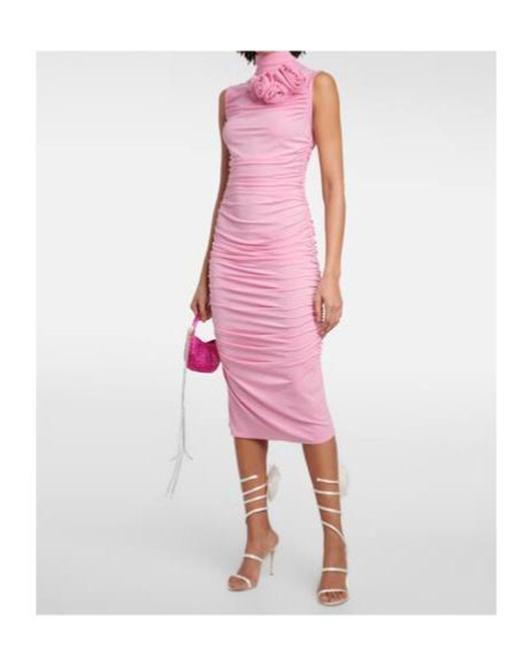 Magda Butrym Pink Floral Appliqué Knit Midi Dress